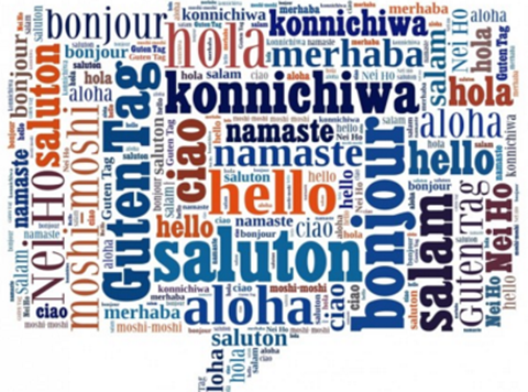 Illustration of greetings in different languages